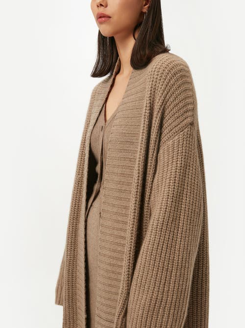 Gobi Mongolian Cashmere Organic Color Open-front Cashmere Cardigan In Taupe