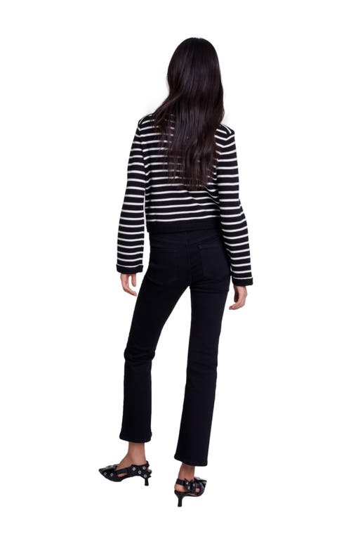 Shop Maje Striped Cardigan In Black/ecru