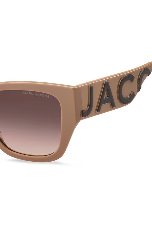 Shop Marc Jacobs 55mm Cat Eye Sunglasses In Beige Brown/brown Gradient