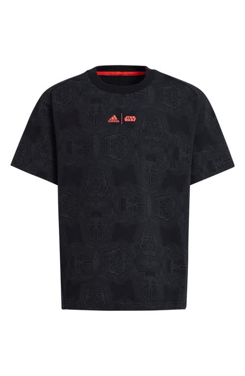 Adidas Originals Adidas X Star Wars™ Kids' Z.n.e. Cotton Graphic T-shirt In Black/grey/bright Red