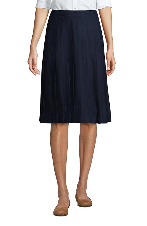 Lands' End School Uniform Solid Pleated Skirt Below The Knee In Classic Navy