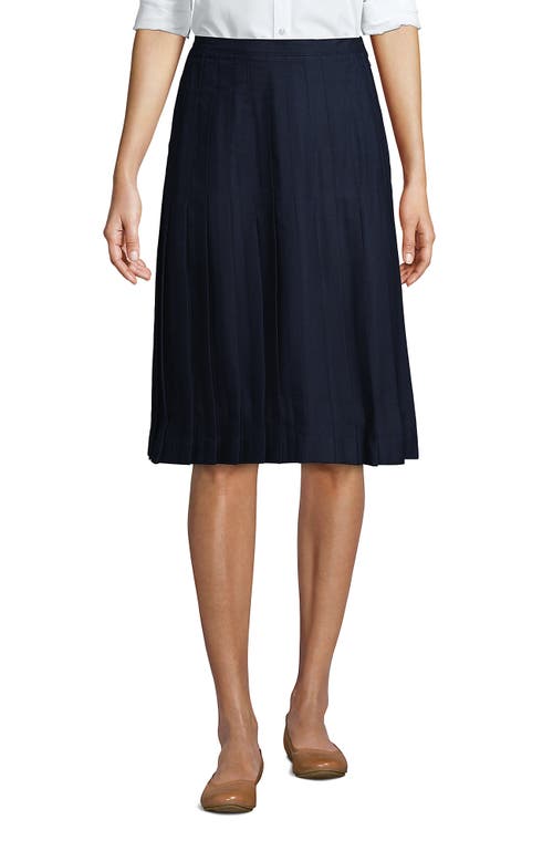 Shop Lands' End School Uniform  Solid Pleated Skirt Below The Knee In Classic Navy