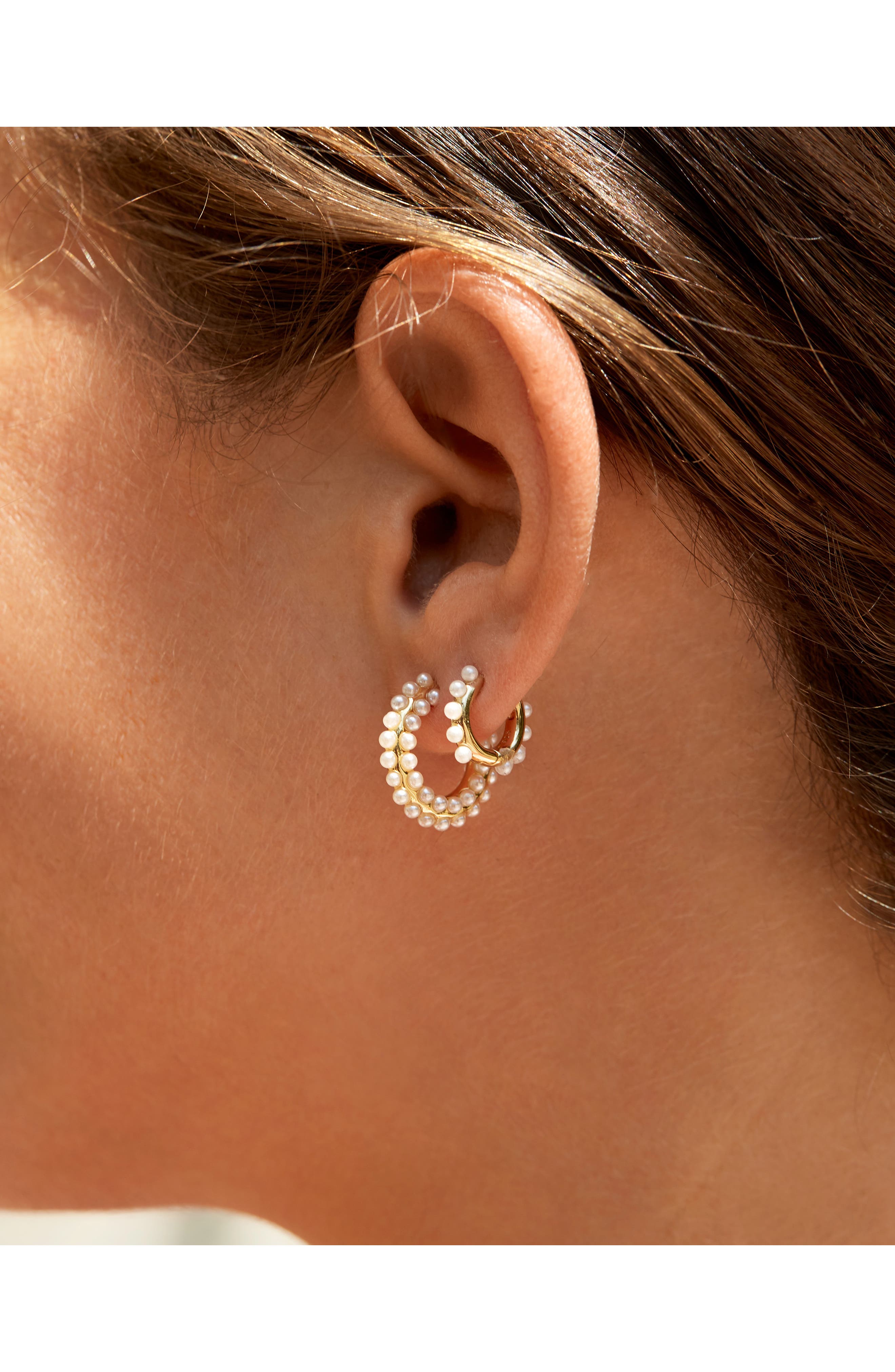 BaubleBar Nina Imitation Pearl Hoop Earrings | Nordstrom