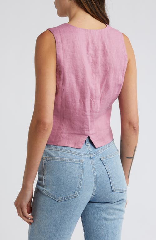 Shop Madewell Single Breasted Linen Vest In Shaded Pink