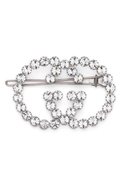 Gucci Crystal Interlocking-G Hair Clip in Silver