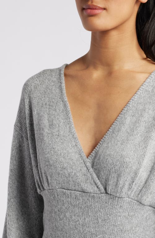 Shop Loveappella Empire Tie Back Rib Top In Heather Gray