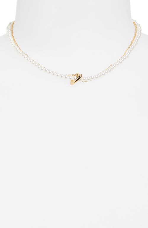 Shop Bp. Imitation Pearl & Floating Heart Charm Layered Necklace In Ivory- Gold