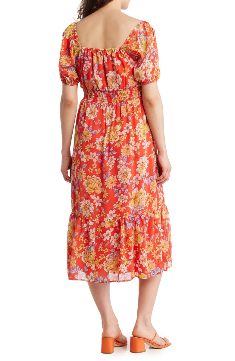 Collective Concepts Floral Puff Sleeve Midi Dress | Nordstromrack
