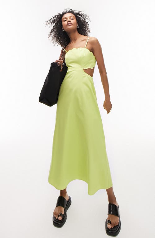 Scallop Edge Maxi Dress in Light Green