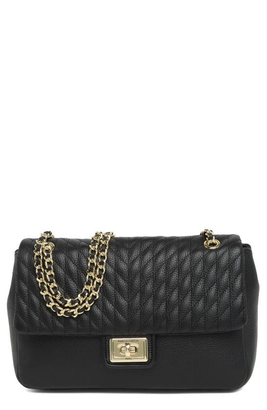 Karl Lagerfeld Agyness Leather Shoulder Bag In Black/ Gold