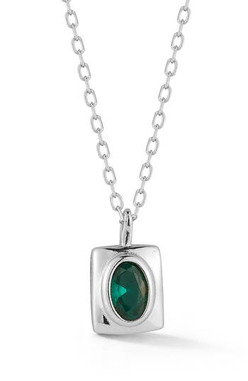Glaze Jewelry Cubic Zirconia Square Pendant Necklace In Silver