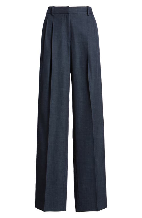 Shop Hugo Boss Boss Taleco Pleated Wide Leg Trousers In Indigo