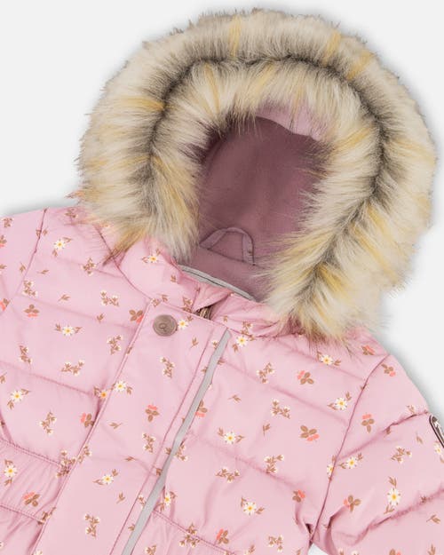 Shop Deux Par Deux Baby Girl's One Piece Baby Snowsuit Rose Printed Mini Flowers