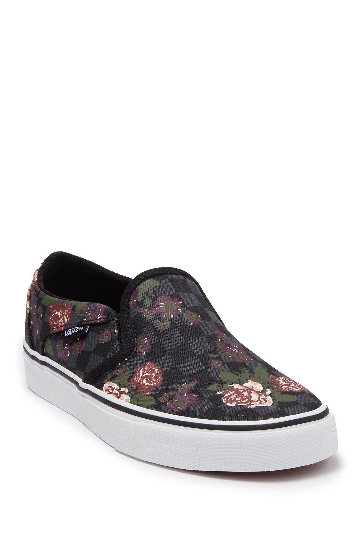 checkerboard vans with flowers
