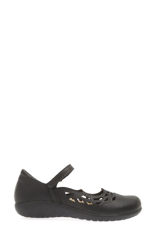 Naot Agathis Mary Jane Flat In Soft Black Leather