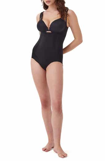 $168 Spanx Women's Beige Contour Open-Bust Mid-Thigh Bodysuit Shapewear  Size M