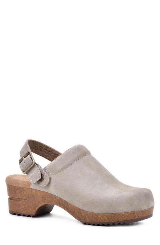 White Mountain Footwear White Mountain Being Buckled Leather Clog In Sand/ Suede