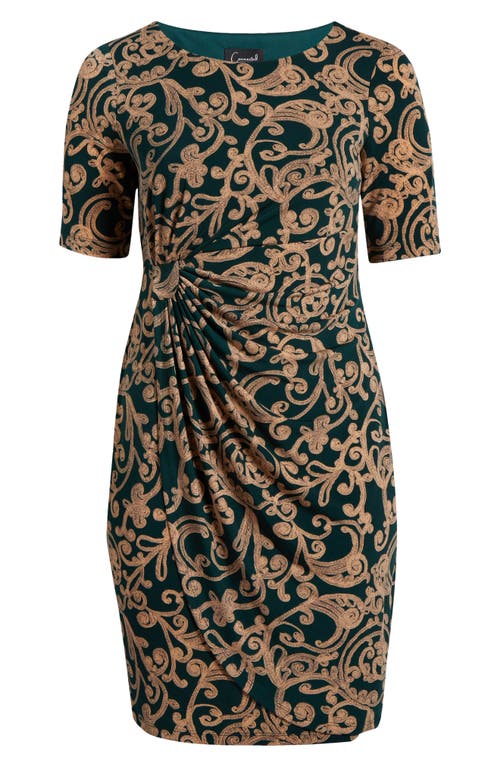 Shop Connected Apparel Paisley Faux Wrap Dress In Forrest