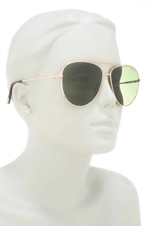 Shop Tom Ford 62mm Navigator Sunglasses In Shiny Rose Gold/green