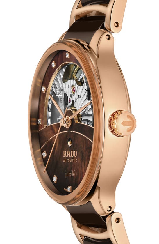Shop Rado Centrix Open Heart Bracelet Watch, 35mm In Brown