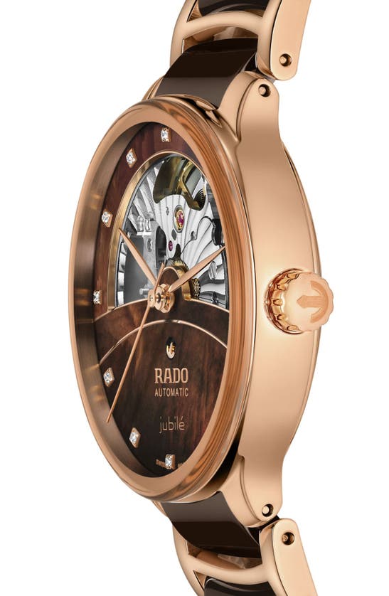 Rado Centrix Open Heart Bracelet Watch, 35mm In Brown