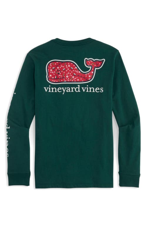 Shop Vineyard Vines Kids' Santa Whale Long Sleeve Cotton Graphic T-shirt In Charleston Green