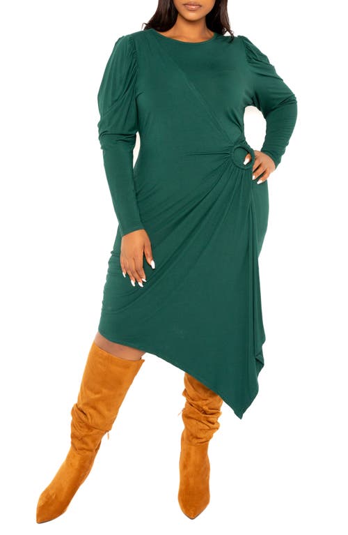 Asymmetric Long Sleeve Dress in Green