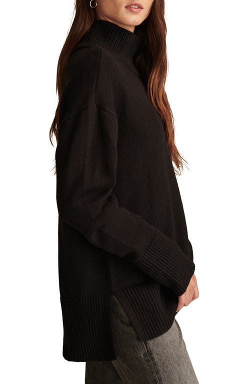 Shop Lucky Brand Cotton Blend Turtleneck Sweater In Dark Black