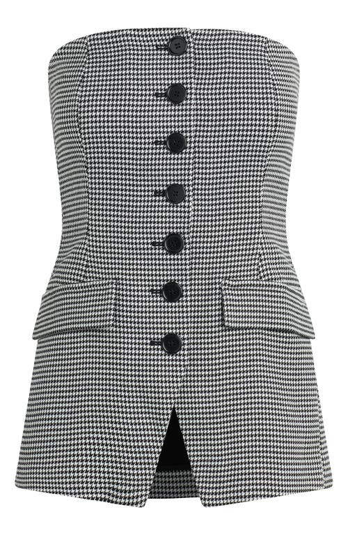 Shop Favorite Daughter The Phoebe Bustier Top In Micro Bw Houndstooth