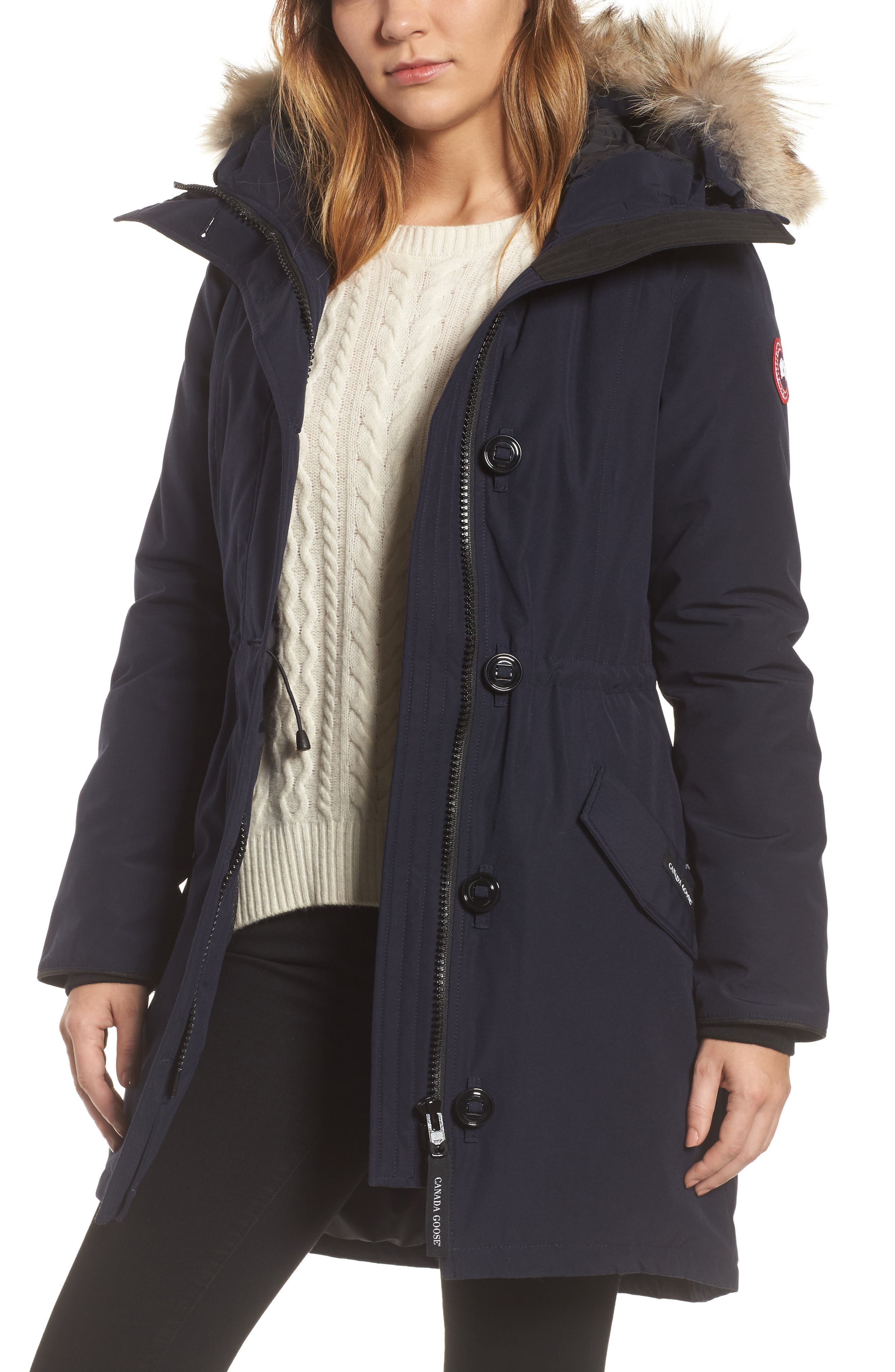 Canada Goose Rossclair Genuine Coyote Fur Trim Down Parka, (000-00) - Blue