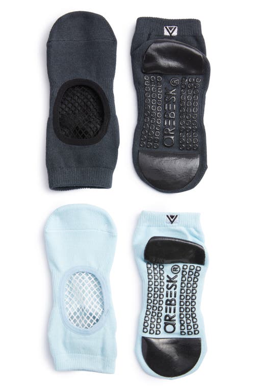 Arebesk Phish Net Assorted 2-Pack No-Slip Socks in Charcoal /Light Blue at Nordstrom, Size Small