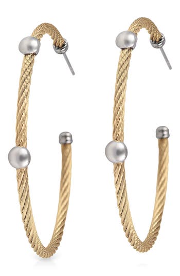 Alor® 18k White Gold & Cable Hoop Earrings