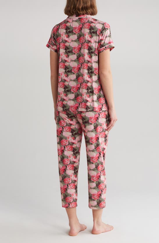 Shop Ted Baker Print Short Sleeve Crop Jersey Pajamas In Blurred Floral