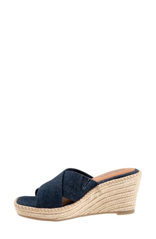 Shop Softwalk ® Hastings Espadrille Platform Wedge Slide Sandal In Blue Denim
