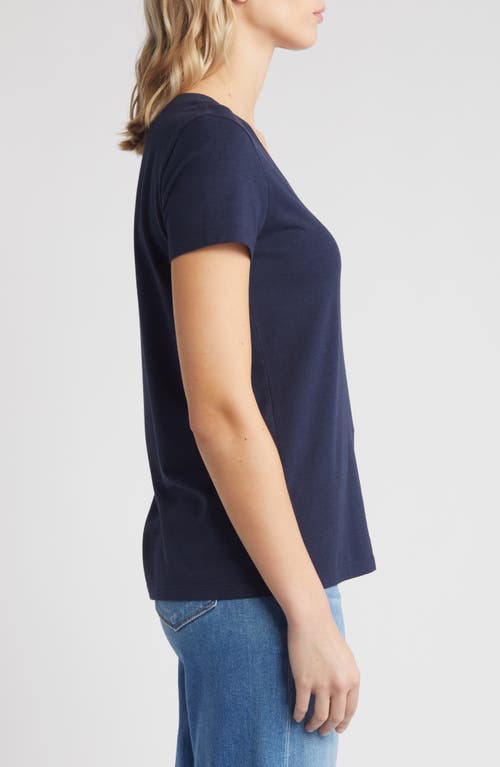 Shop Caslonr Caslon(r) Stretch Cotton Blend V-neck T-shirt In Navy Blazer