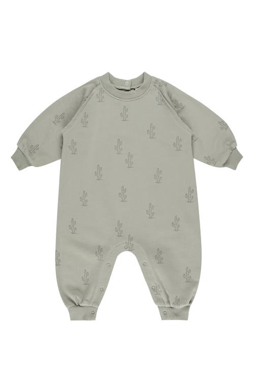 Shop Rylee + Cru Cactus Cotton Blend French Terry Romper Baby) In Laurel