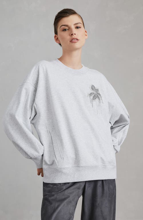 Shop Brunello Cucinelli Lightweight French Terry Sweatshirt In Silver