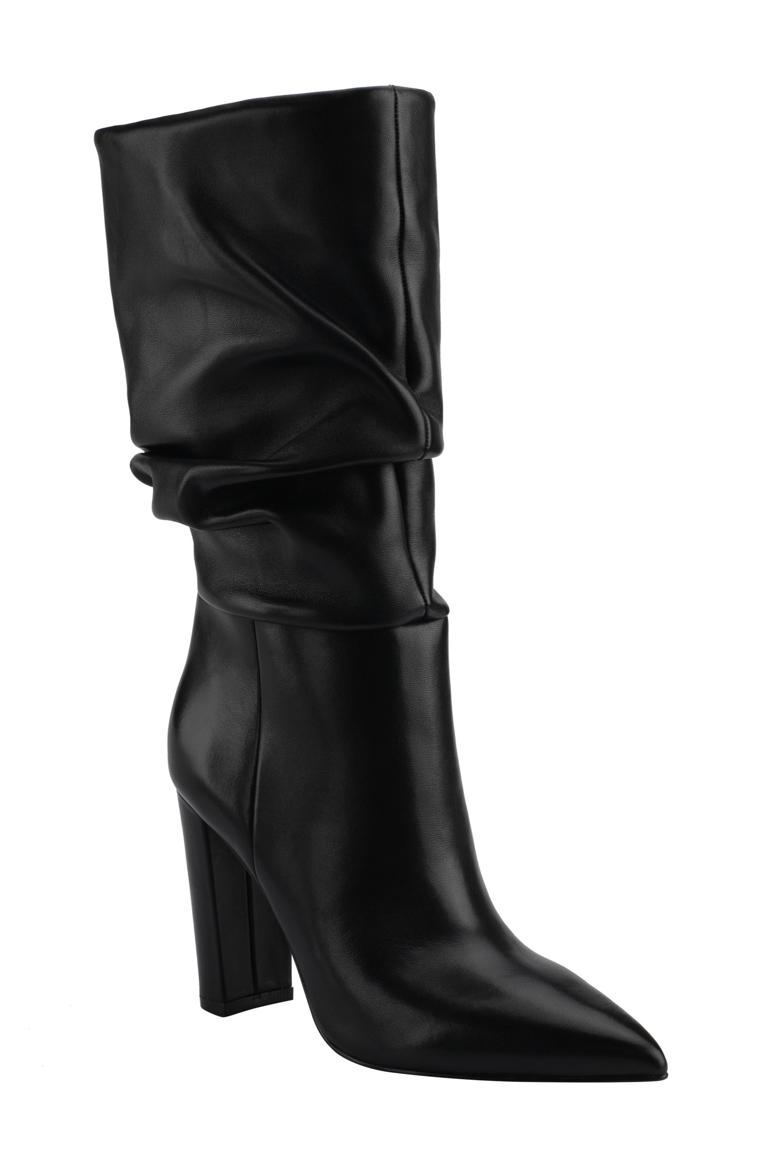 ladies black leather slouch boots