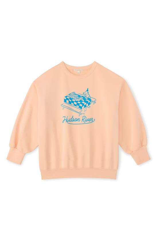 Shop The Sunday Collective Kids' Weekend Organic Cotton Graphic Sweatshirt In Peach