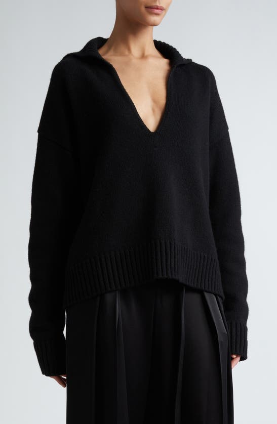 Shop Jil Sander Sailor Collar Cashmere Blend Sweater In Black