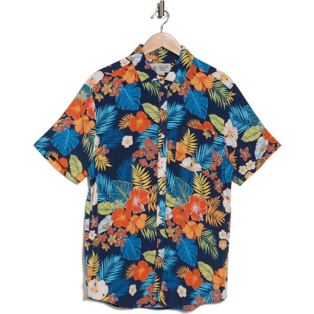 Shop Original Penguin Tropical Floral Short Sleeve Button-up Shirt In Sargasso Sea