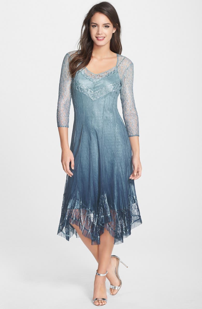 Ellen lace hanky hem dress blue Clearance