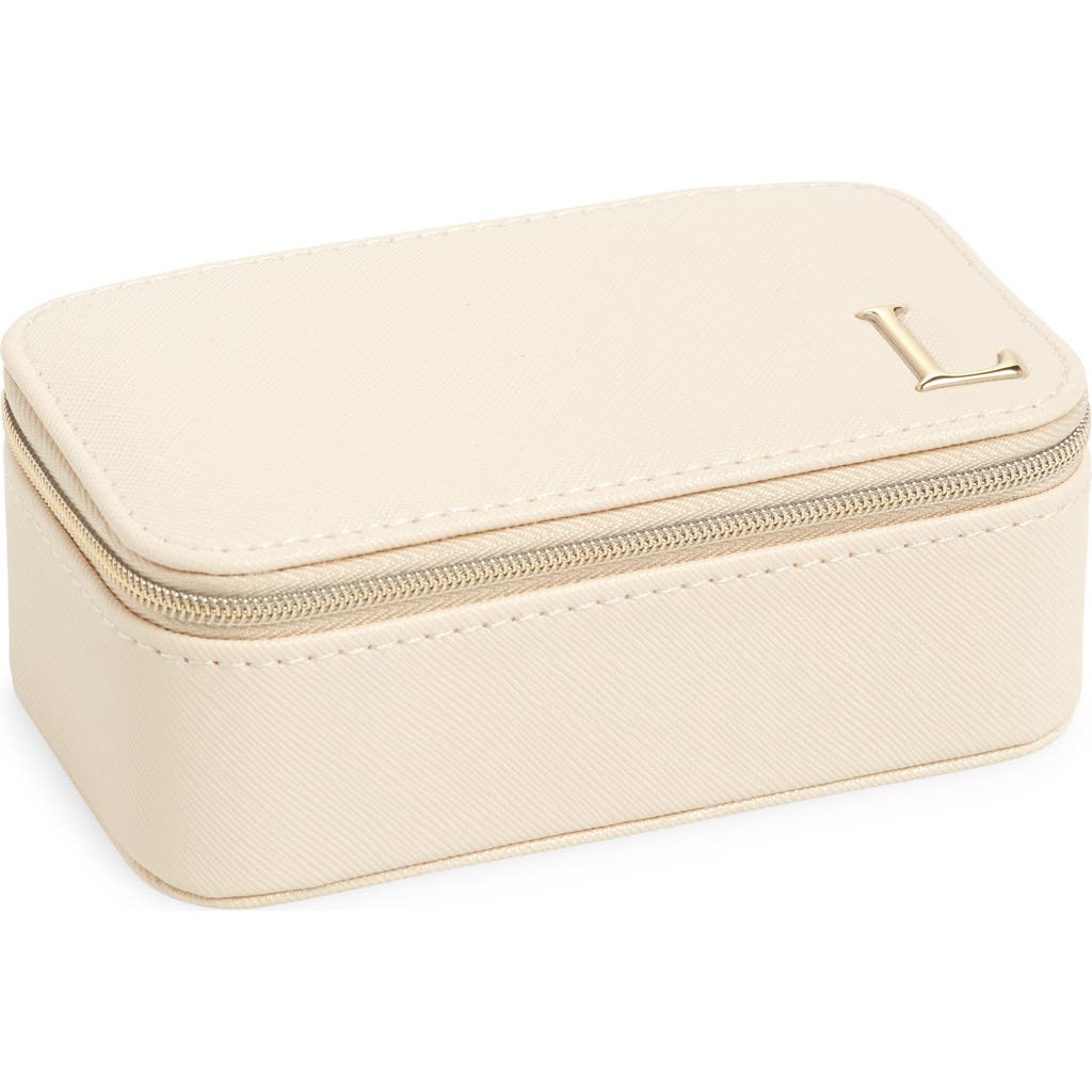 Nordstrom Initial Rectangular Jewelry Box In L- Cream- Gold