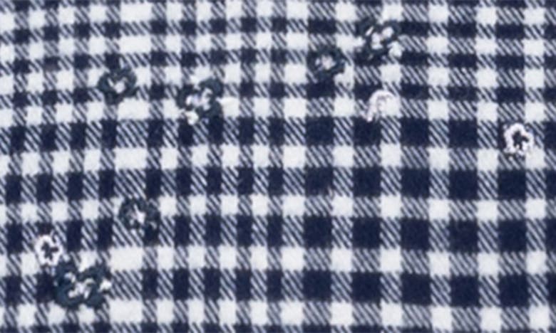 Shop Miles The Label Floral Gingham Long Sleeve Flannel Organic Cotton Dress In Navy