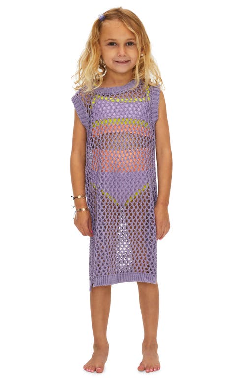 Beach Riot Kids' Holly Open Back Sheer Cover-Up Dress in Lavender