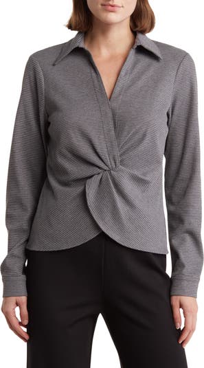 Calvin Klein Twist Front Long Sleeve Knit Top