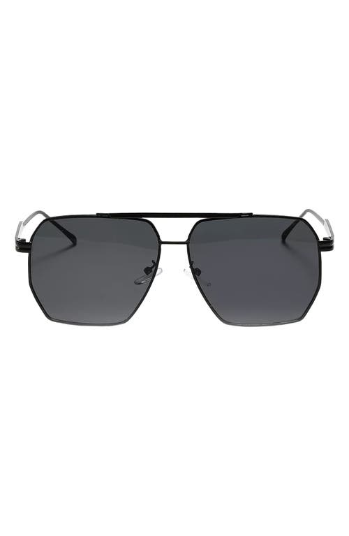 Goldie 60mm Polarized Aviator Sunglasses in Black/Black