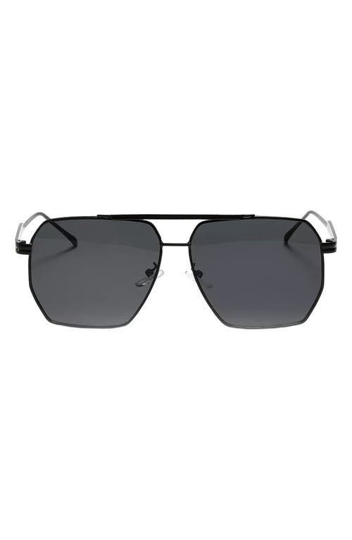 Fifth & Ninth Goldie 60mm Polarized Aviator Sunglasses In Black/black