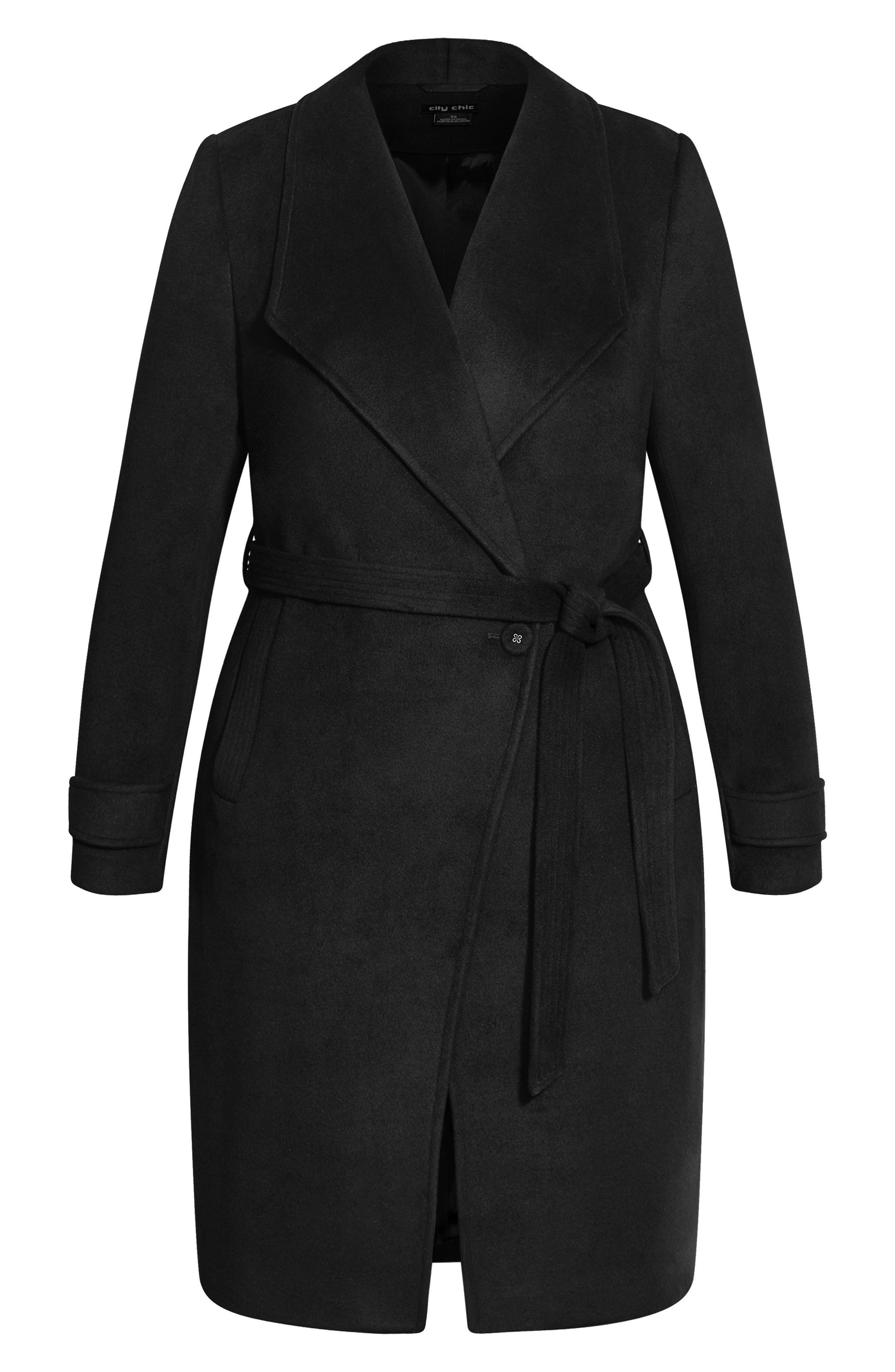 plus size black coat