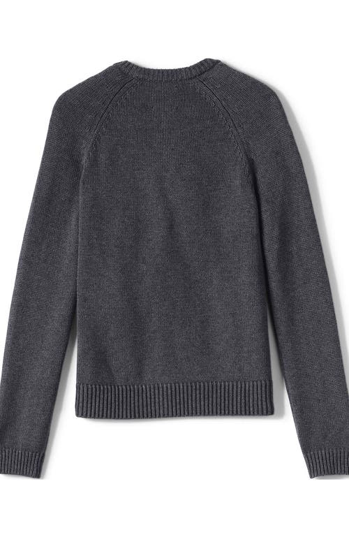 Lands' End School Uniform Girls Cotton Modal Zip-front Cardigan Sweater In Coal Heather